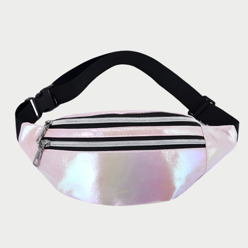 Double Pocket Holographic Waist Bag