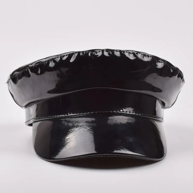 Patent Leather Biker Cap