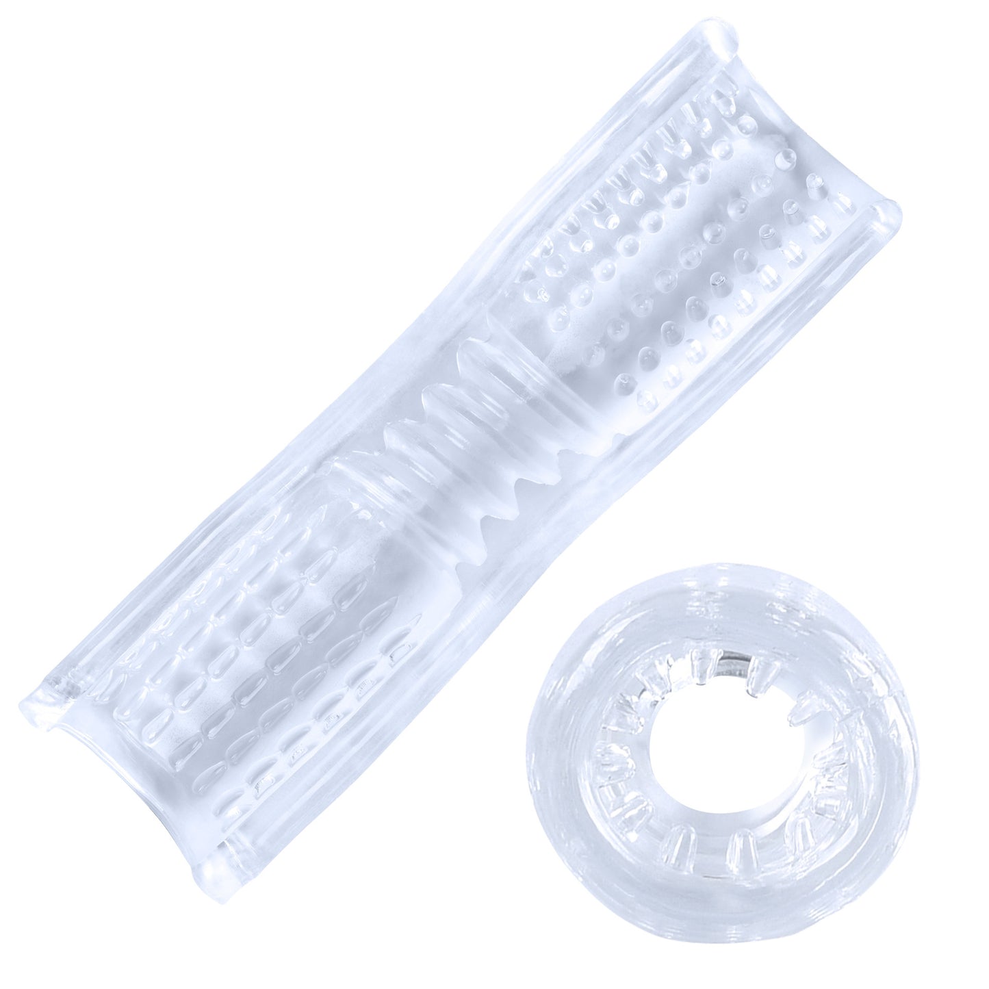 Transparent Ribbed Sleeve Masturbator