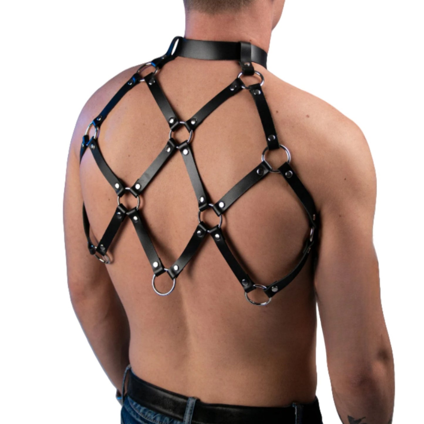 Reversible Leather Grid Lattice Harness