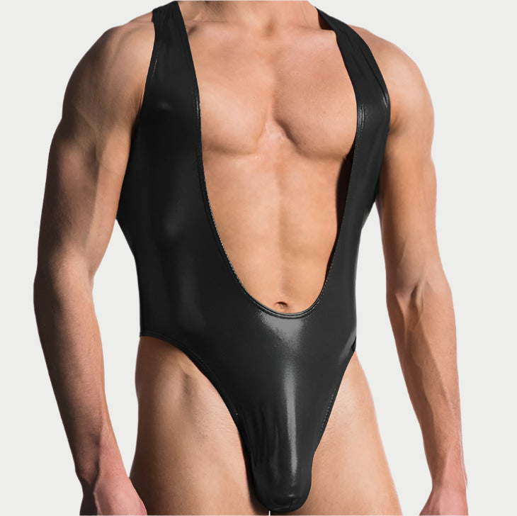 Leather One-piece Vest Bodysuit