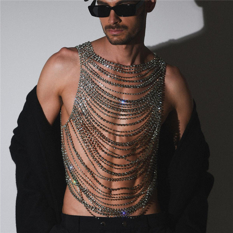 Rhinestone Drape Chain Top