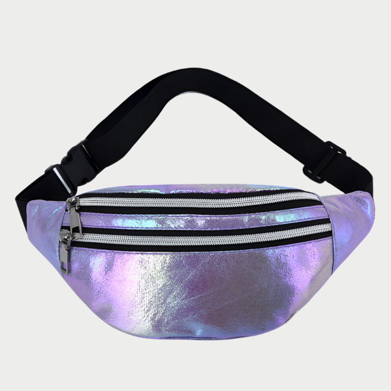 Double Pocket Holographic Waist Bag