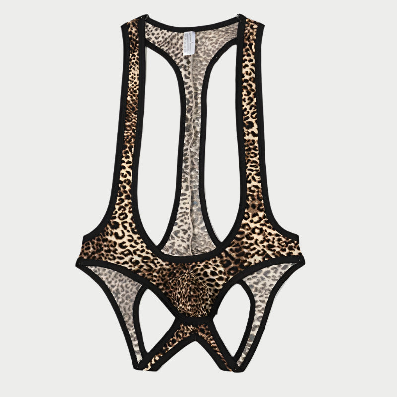Leopard Print Open-Back Singlet