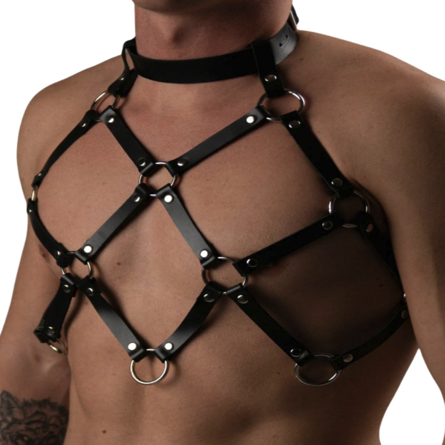 Reversible Leather Grid Lattice Harness