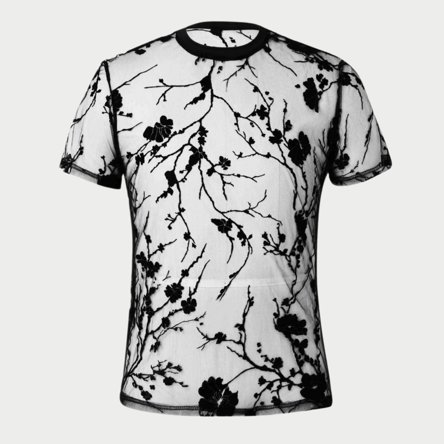 Mesh Floral Short Sleeve T-shirt