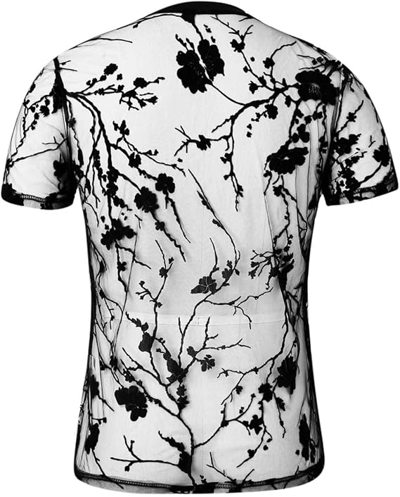 Mesh Floral Short Sleeve T-shirt
