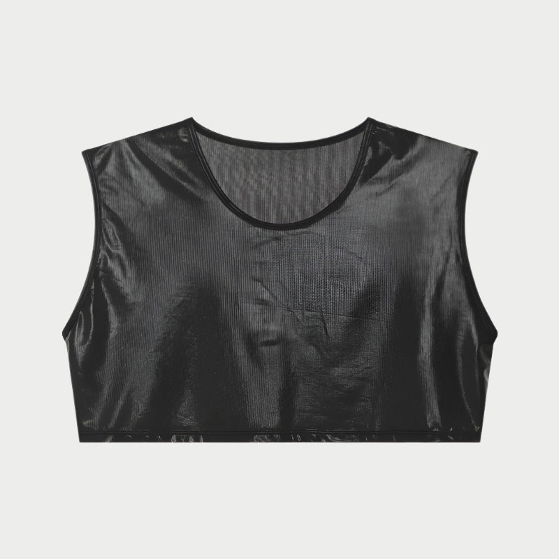 Shiny Sleeveless Crop Vest / Briefs