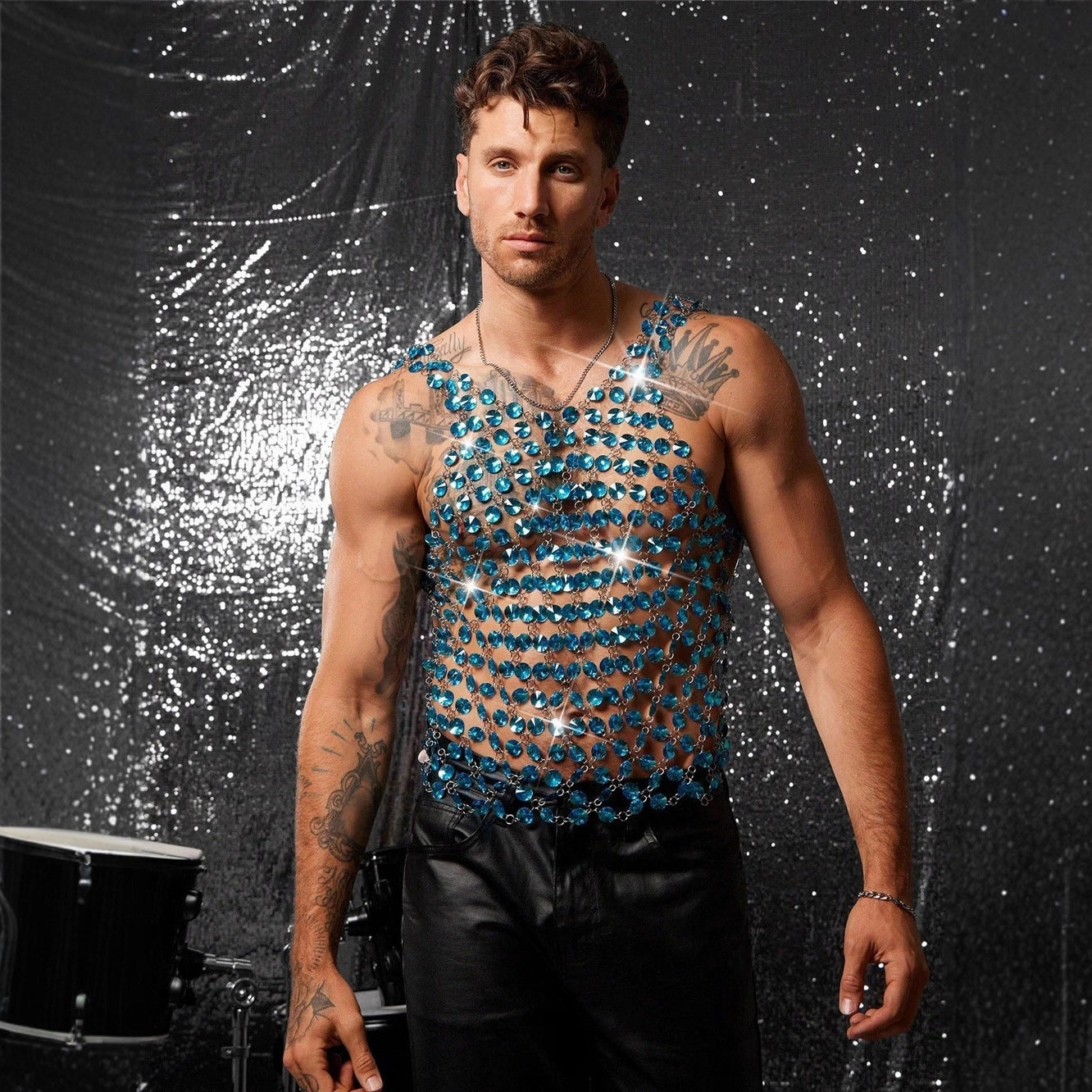 Blue Gemstone Chain Tank