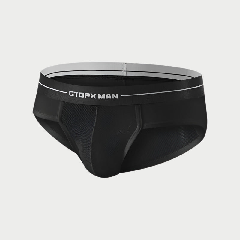 Black men's underwear with 'GTOPX MAN' branding on a white background