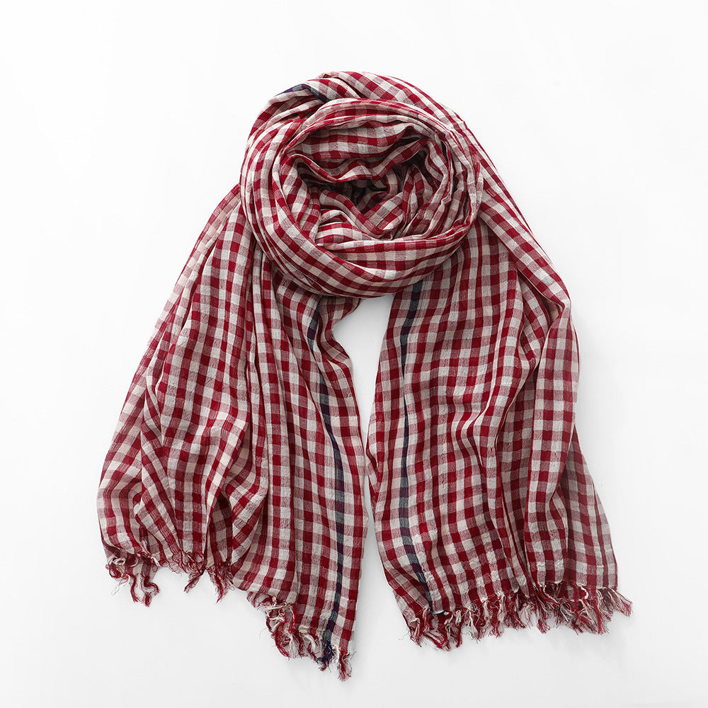 Plaid Cotton Pashmina Scarf