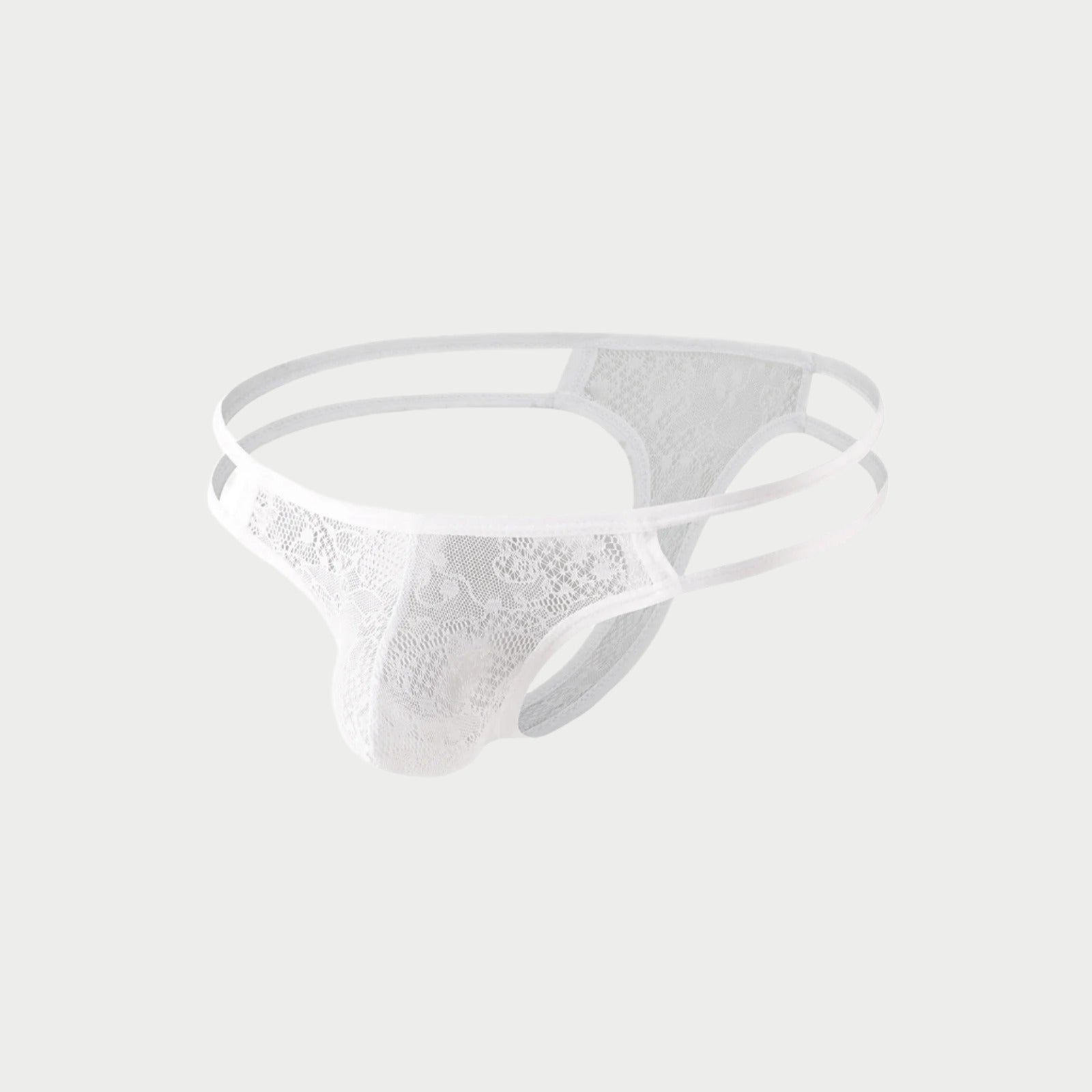 White lace underwear on a white background