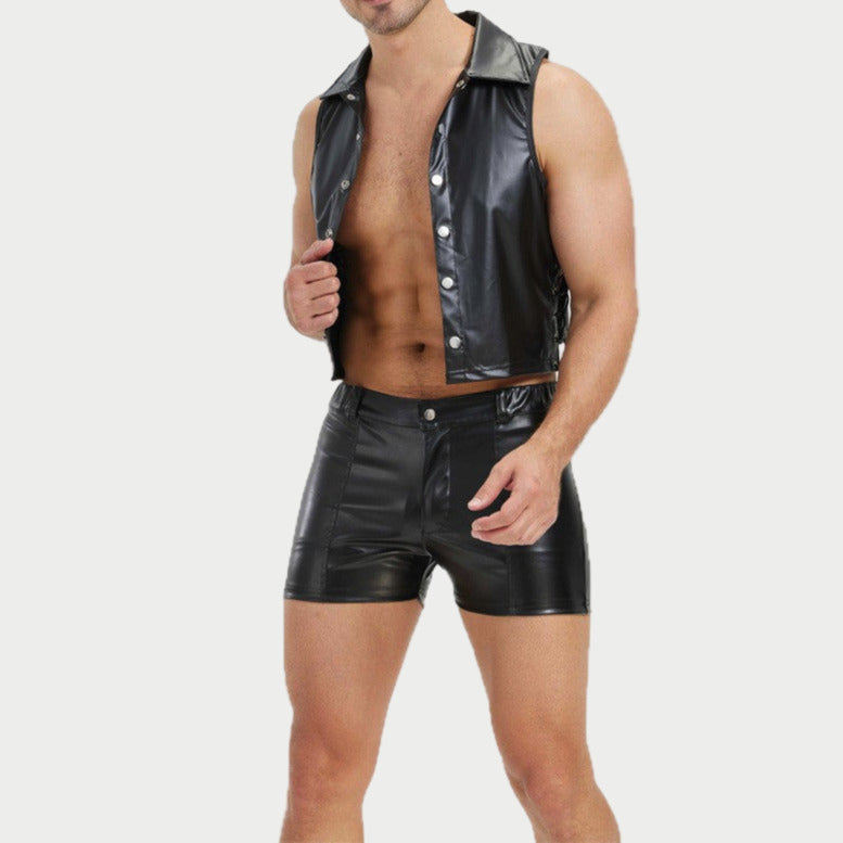 Midnight Patrol Leather Vest & Shorts