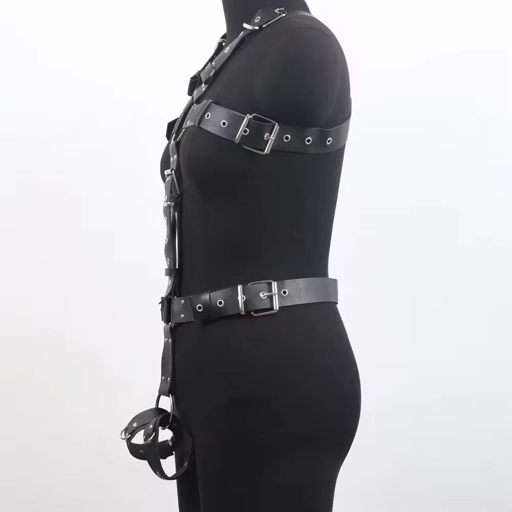 Full Torso Adjustable Leather Harness