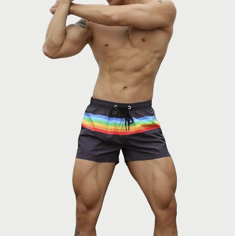 Rainbow Stripe Swim Shorts