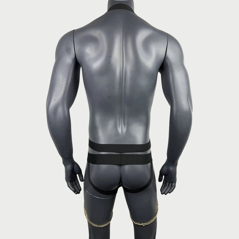 Full Body Elastic Harness with Chains & Jockstrap