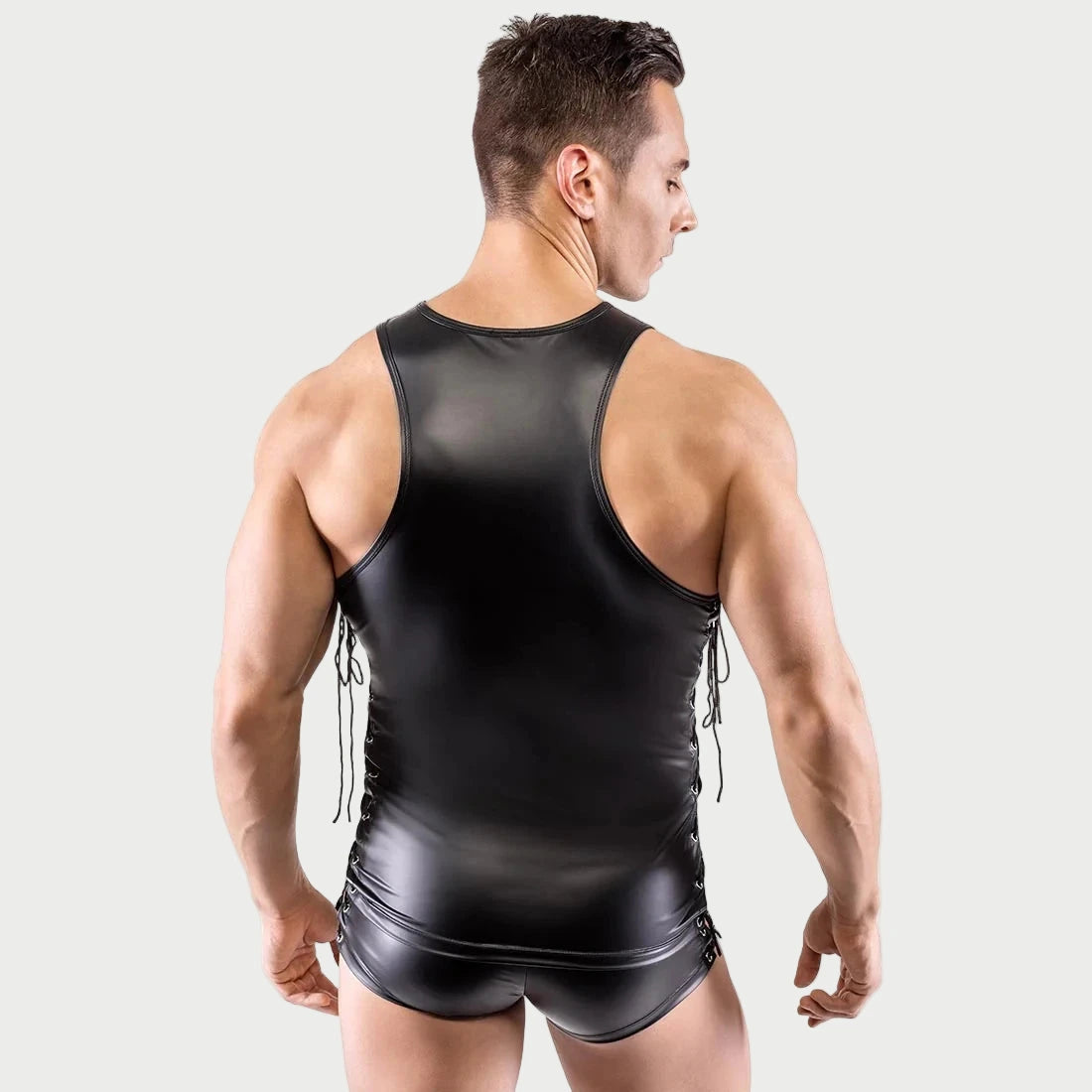 Lace-Up Leather Tank & Shorts
