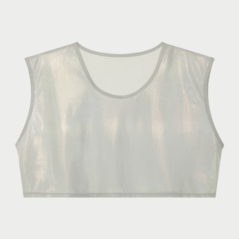 Shiny Sleeveless Crop Vest / Briefs