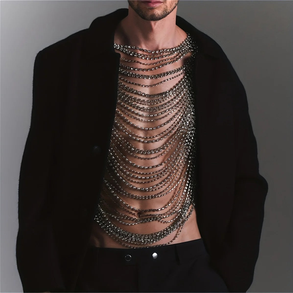 Rhinestone Drape Chain Top