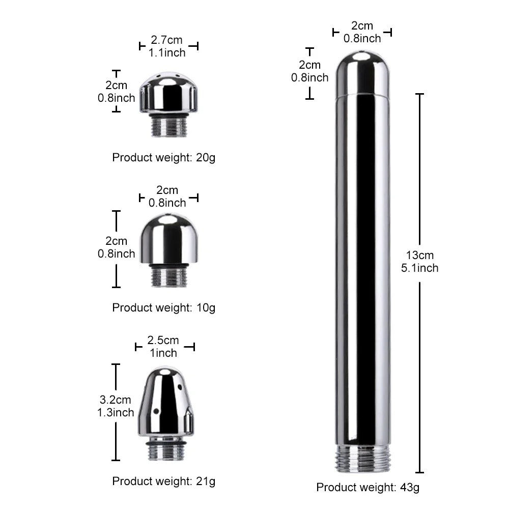Aluminum Enema Douche Shower Nozzle Set (3 Heads)
