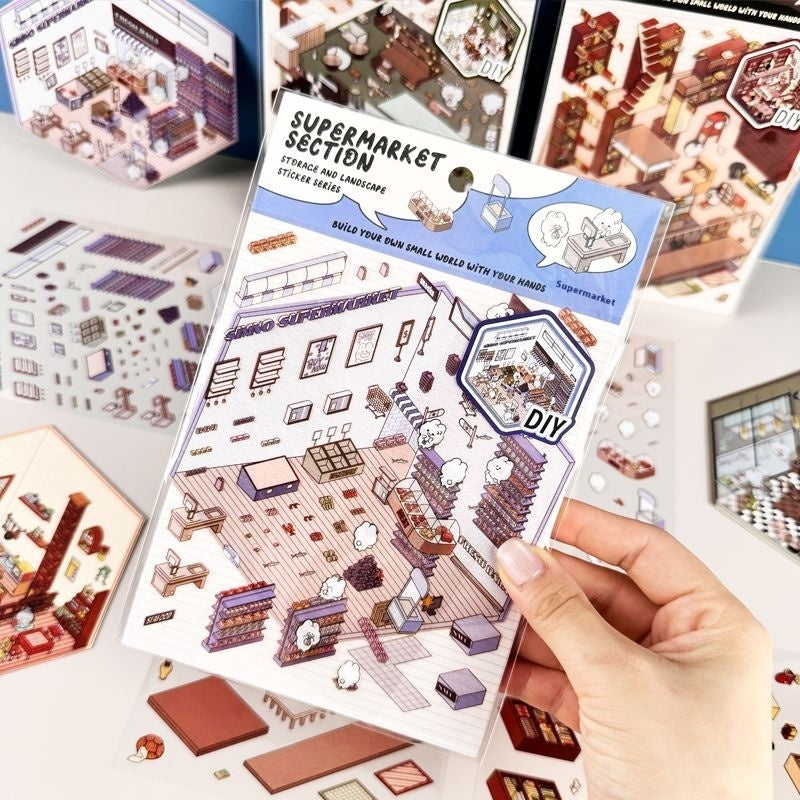 Cute DIY 3D Isometric Stickers