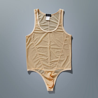 High-Cut Mesh Thong Bodysuit