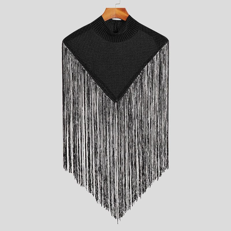 Fringe Knit Shoulder Drape
