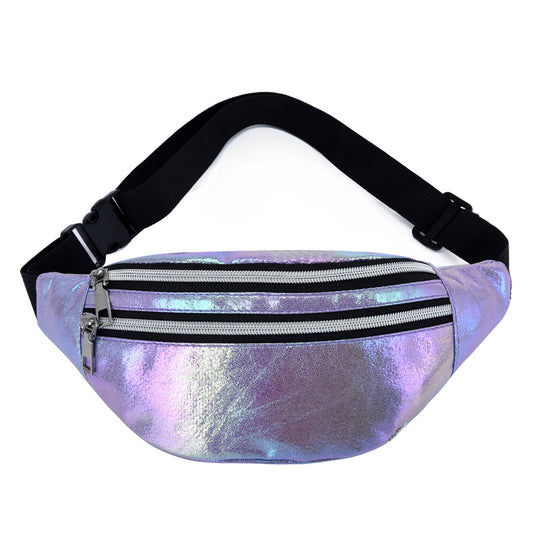 Double Pocket Holographic Waist Bag