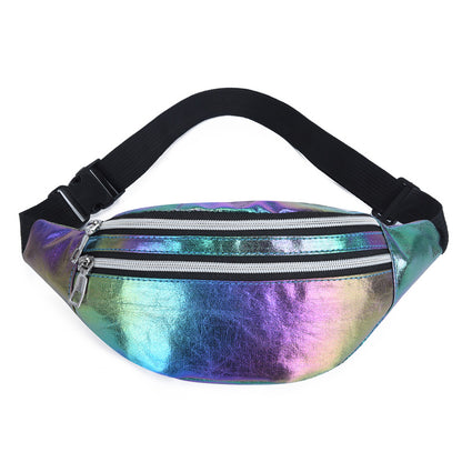 Double Pocket Holographic Waist Bag