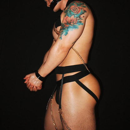 Full Body Elastic Harness with Chains & Jockstrap
