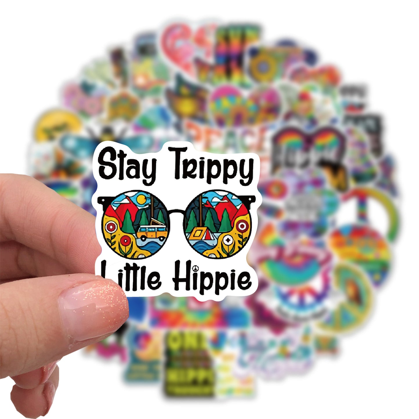 50 Cartoon Hippie Stickers