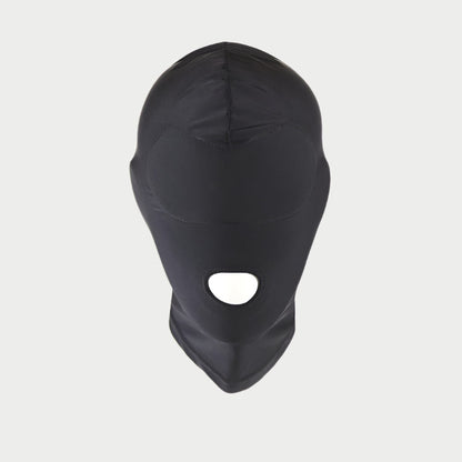 Black full-face mask on a white background