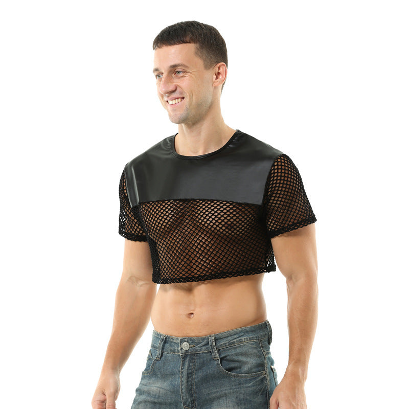 Leather Mesh Top