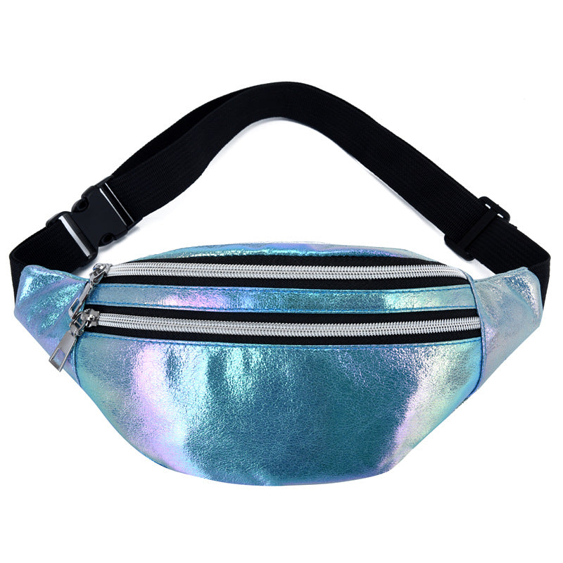 Double Pocket Holographic Waist Bag