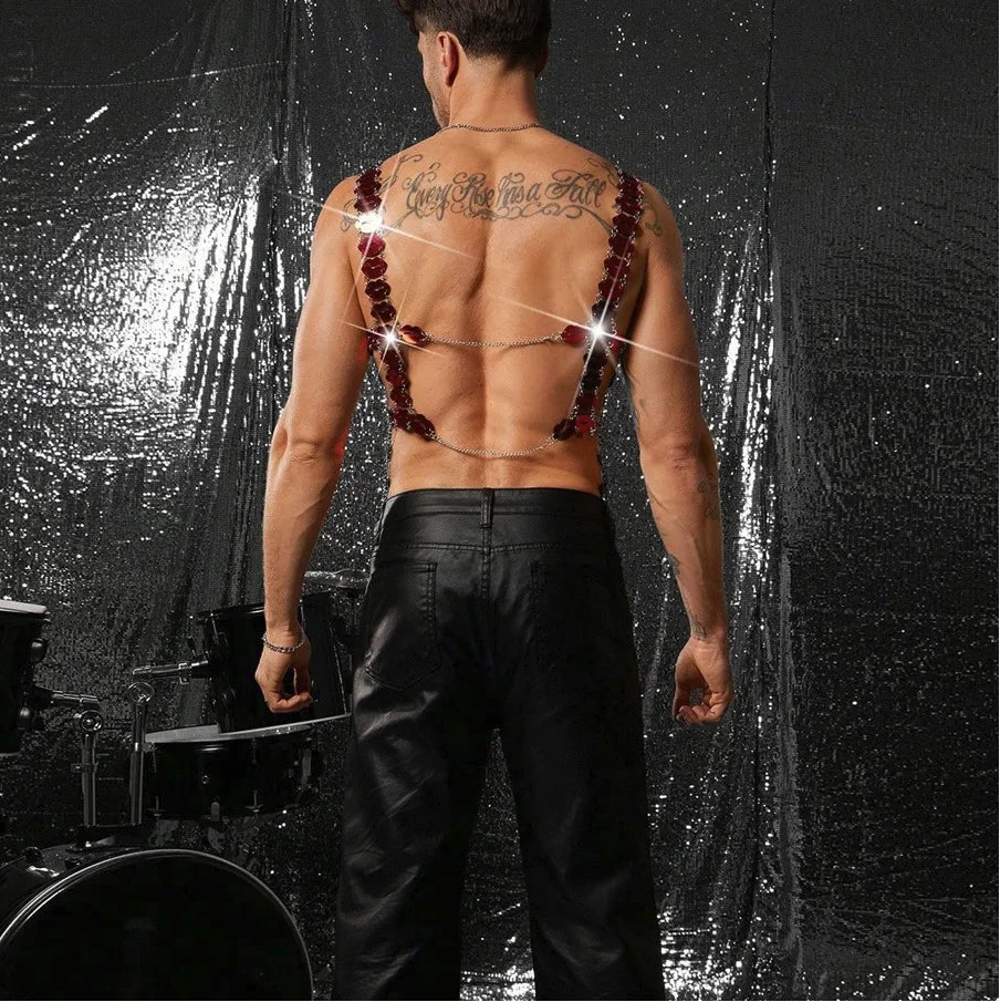 Red Lip Sequin Chain Top