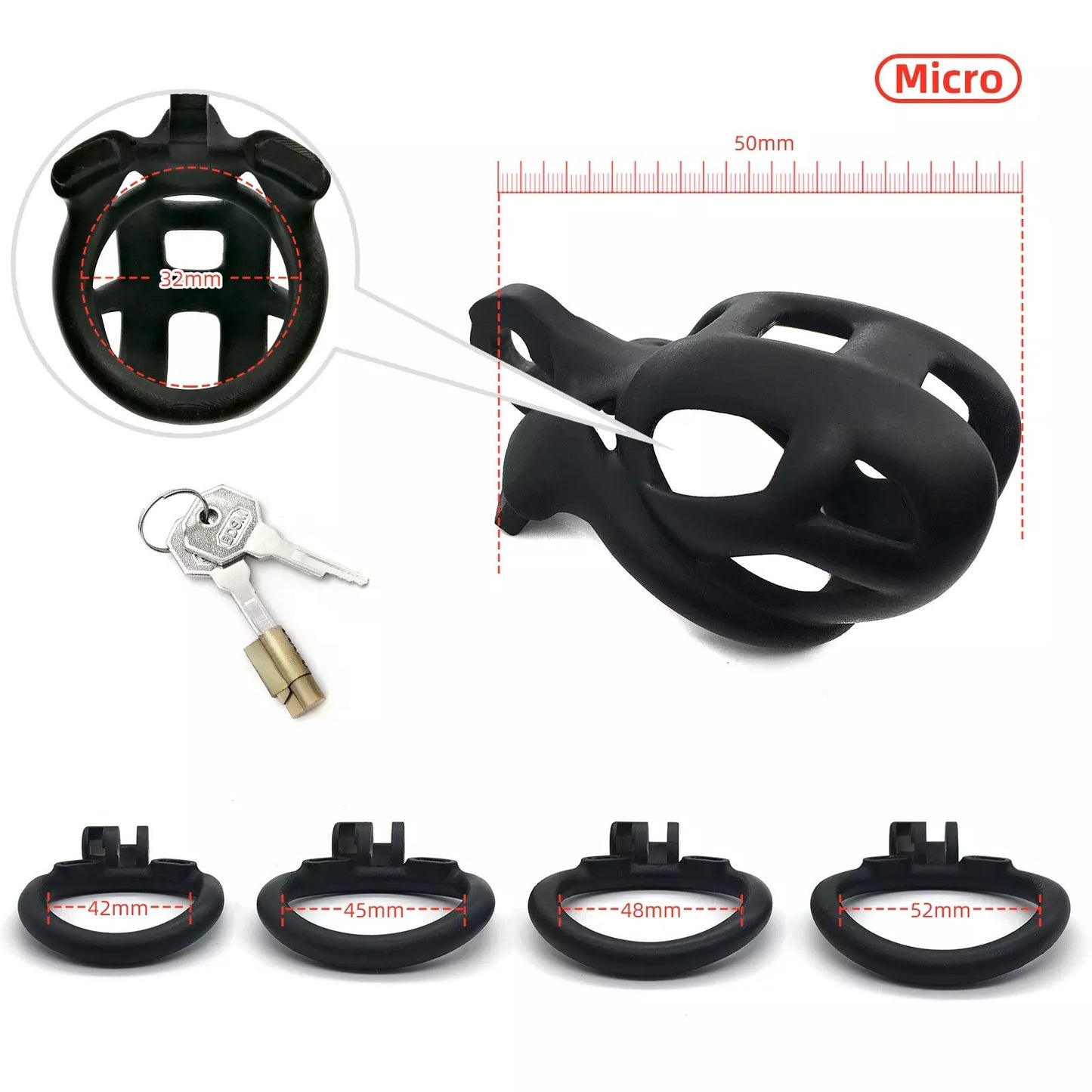 Breathable Mesh Chastity Cage With 4 Ring Sizes