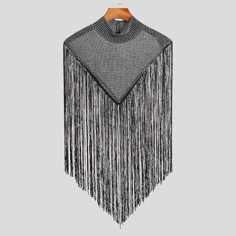 Fringe Knit Shoulder Drape