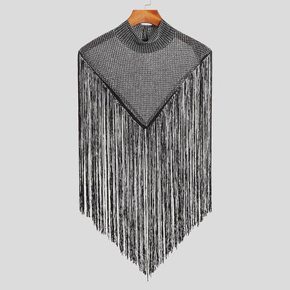 Fringe Knit Shoulder Drape