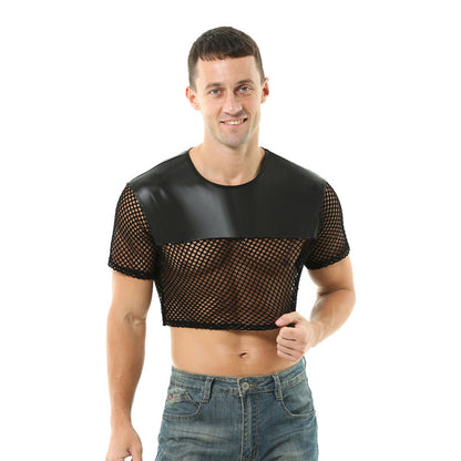 Leather Mesh Top