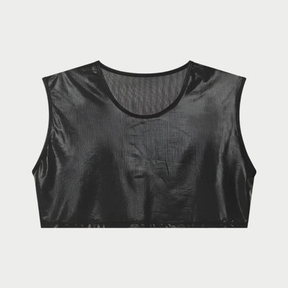 Shiny Sleeveless Crop Vest / Briefs