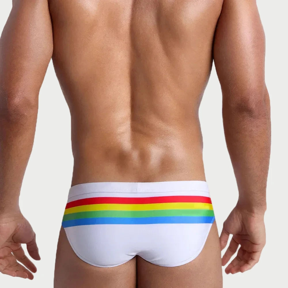 Rainbow Stripe Swim Briefs