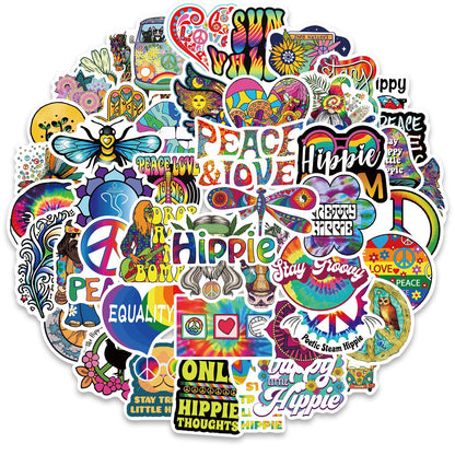 50 Cartoon Hippie Stickers