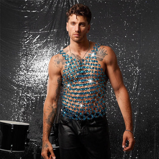 Blue Gemstone Chain Tank