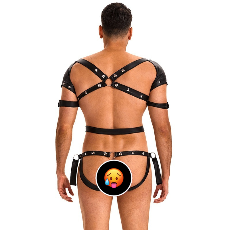 Black Leather Harness Jumpsuit