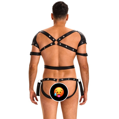 Black Leather Harness Jumpsuit
