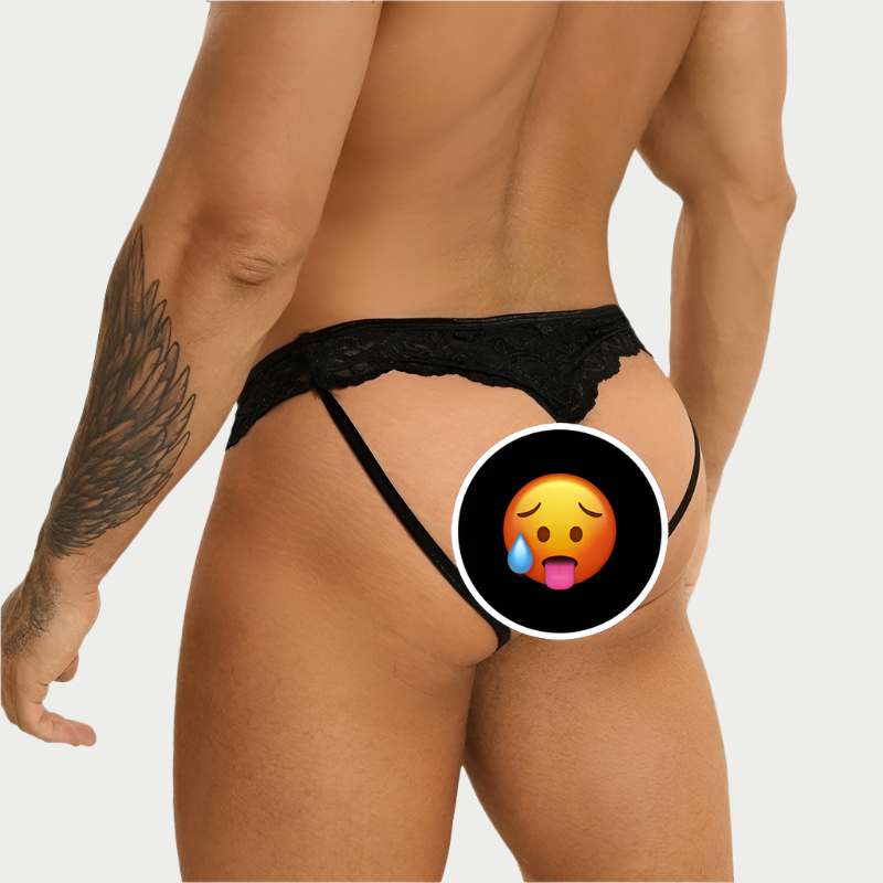 Leather Lace Thong