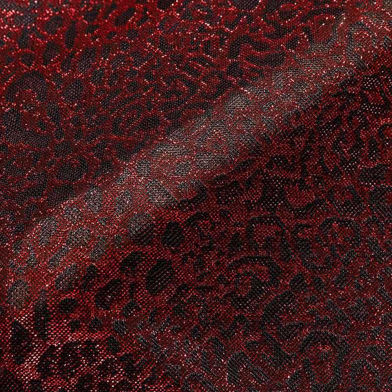 Red Sheer Metallic Mock Neck Tee