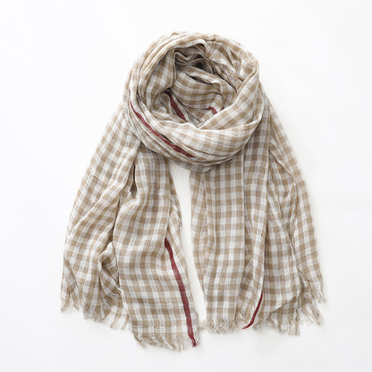 Plaid Cotton Pashmina Scarf