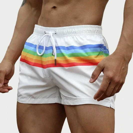 Rainbow Stripe Swim Shorts