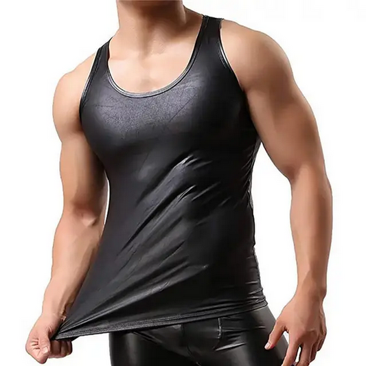 Leather Sleeveless Tank Top